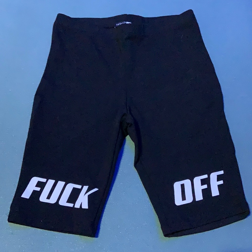 F OFF mid rise biker shorts from fashion nova.